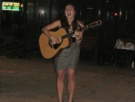 Megan Betley playing in the park in Pennsylvania after a show for fans